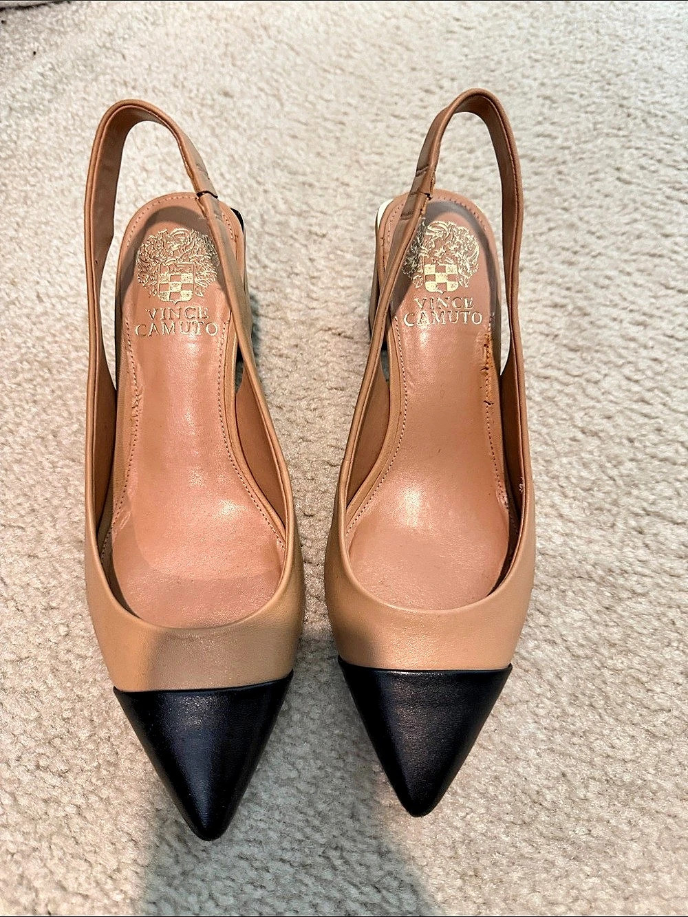 Vince Camuto Pointed Toe Slingback Heels in Brown & Black Like New